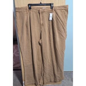 Lane Bryant Size‎ 26 Wide Leg Trousers Camel Tan Lyocell Pleated Mid Rise Pants